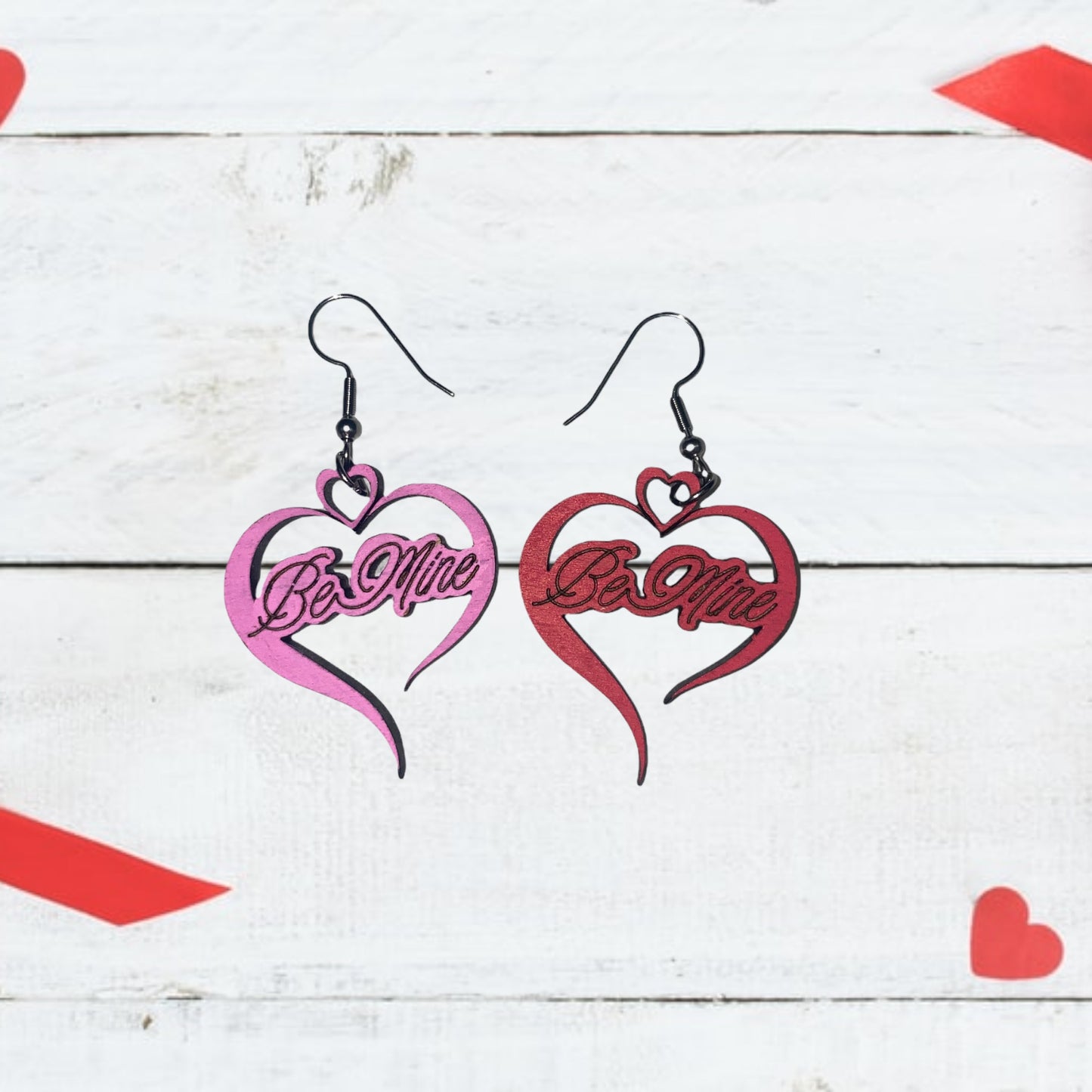 Open Heart Be Mine Dangle Earring SVG Cut file