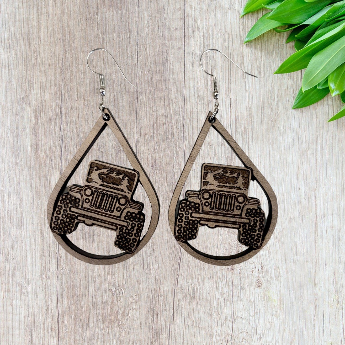 Jeep Earrings | Wood Earrings | Mountain Earrings |4x4 Earrings | Jeep Girl Earrings