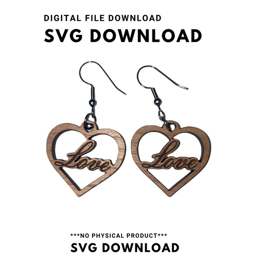 Valentine's Day Love Heart Dangle Earring SVG Cut file