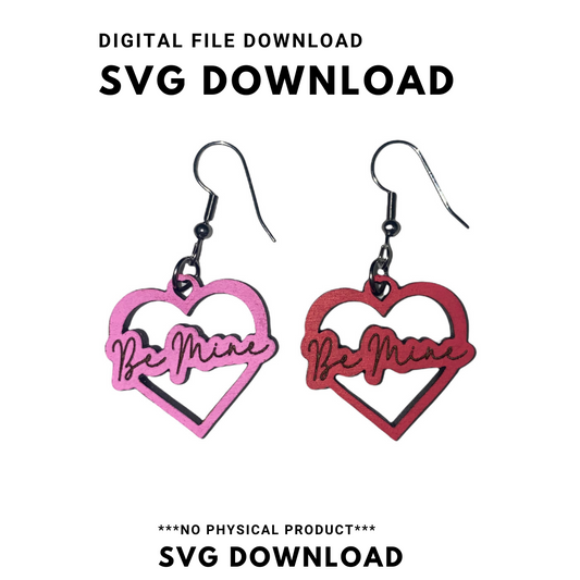 Closed Heart Be Mine Dangle Earring SVG Cut file