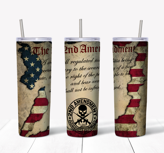 2nd Amendment Flag 20 oz Skinny Tumbler