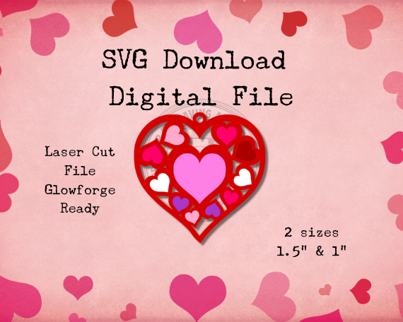 Valentines Day Earrings SVG Laser Cut File| Glowforge File|Valentine Heart Earrings|SVG Download Laser Cut File|Valentines Day Dangle