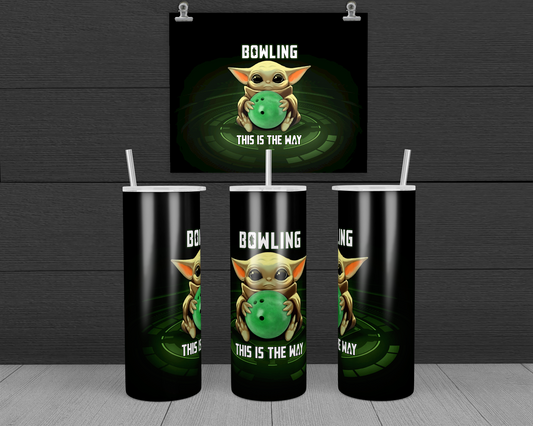 Baby Yoda Bowling 20 oz Skinny Tumbler