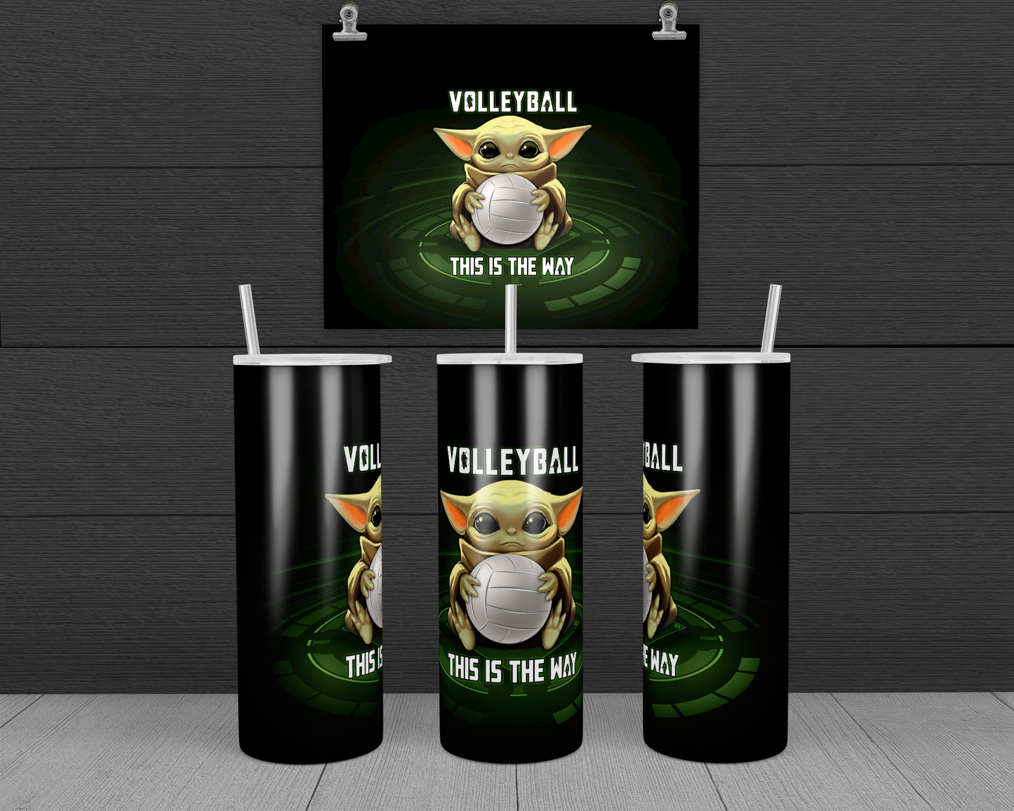 Baby Yoda Volleyball 20 oz Skinny Tumbler
