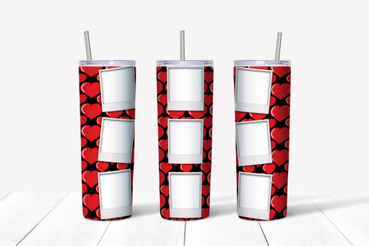 Custom 9 Photo Valentine's Day Tumbler | Valentine's Red Hearts Custom Photos Tumbler