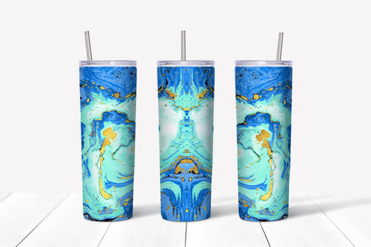 Blue and Gold Marble 20 oz Skinny Tumbler