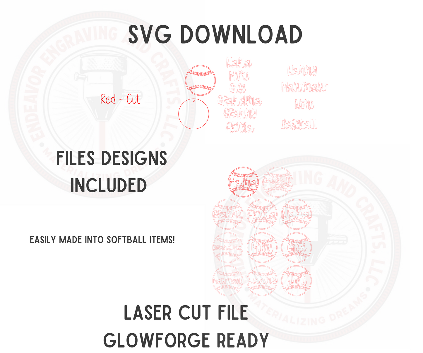 Baseball Car Charm SVG Laser Cut File