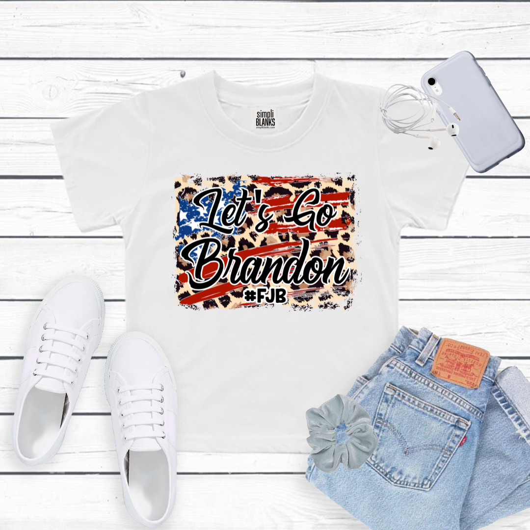 Let's Go Brandon Patriotic Leopard Print T-Shirt