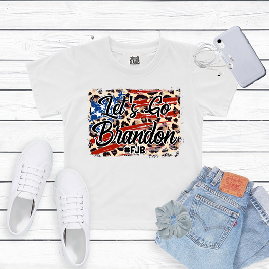 Let's Go Brandon Patriotic Leopard Print T-Shirt