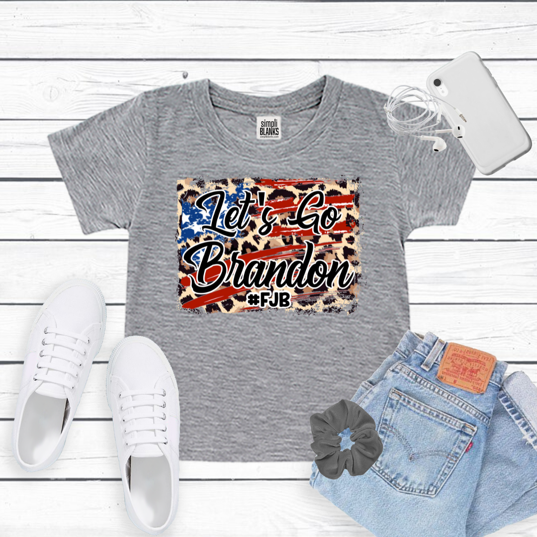 Let's Go Brandon Patriotic Leopard Print T-Shirt