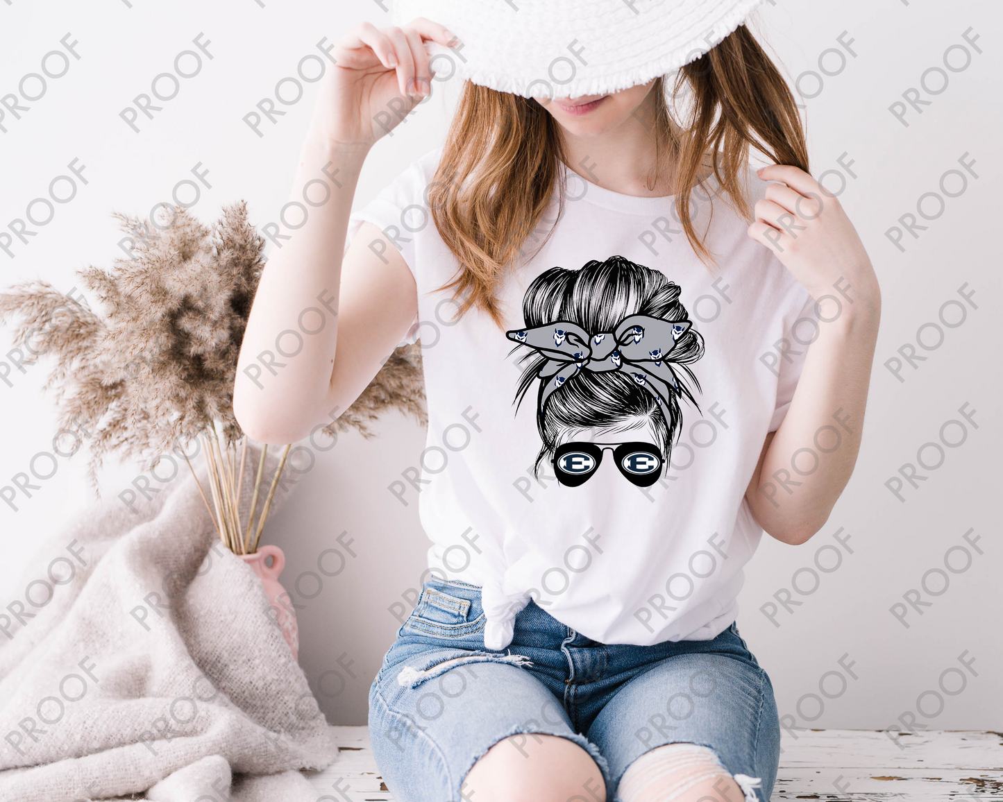 Elbert County Blue Devil Messy Bun T-Shirt