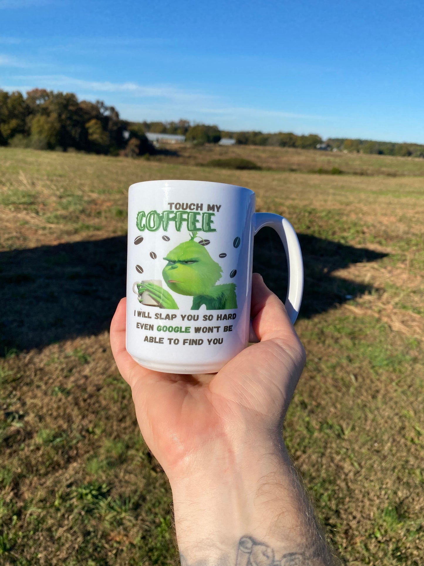Funny Grinch Coffee Mug 15 OZ | Grinch Google Coffee Mug 15 OZ