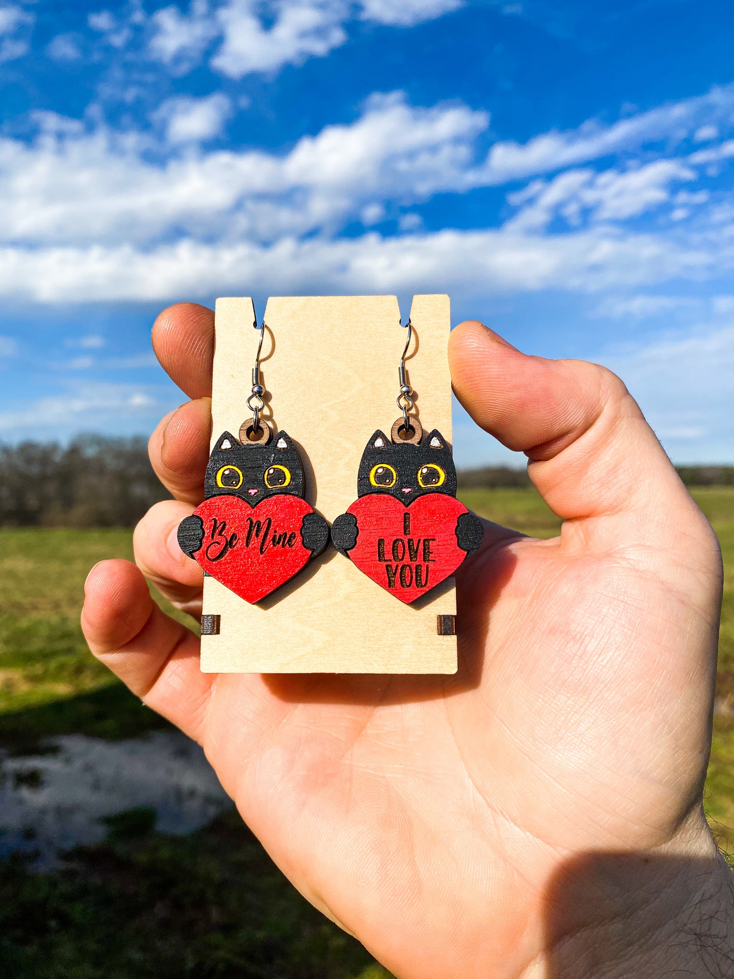 Valentine Kitten Love Dangle Earring SVG Cut file