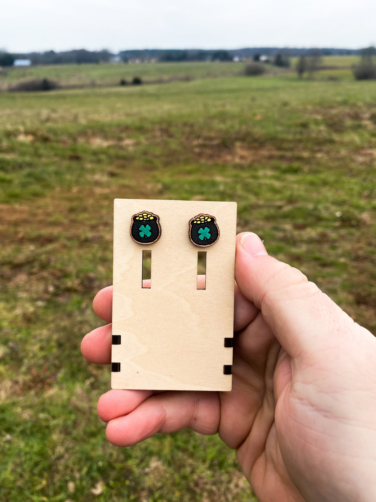 St. Patrick's Day Pot of gold Stud Earrings SVG Cut file