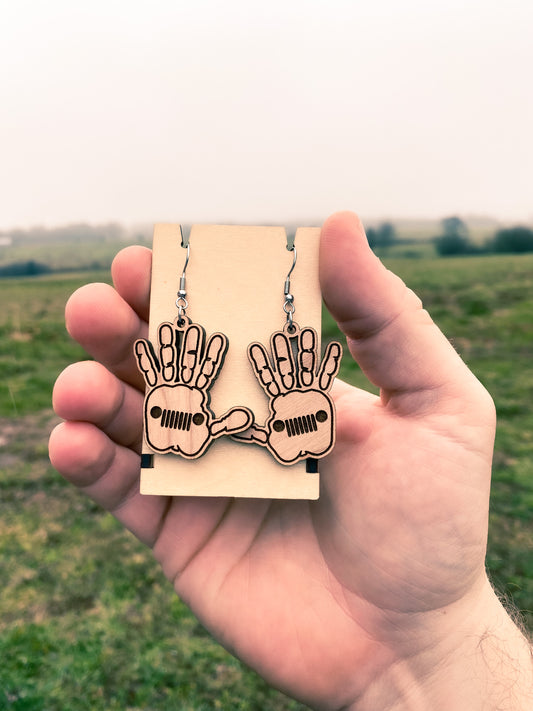 Jeep Wave Earrings | Jeep Hand Dangle Earrings