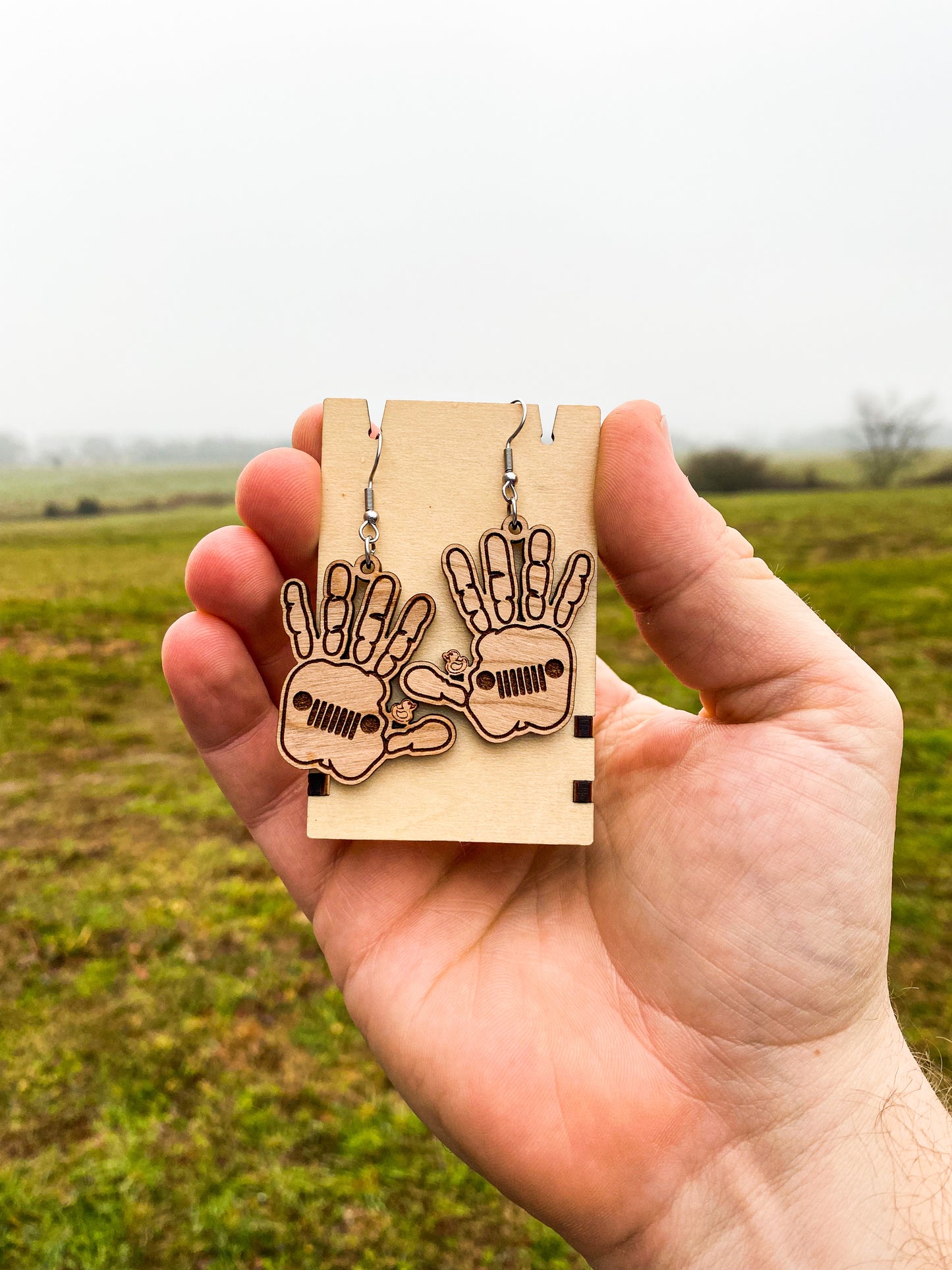 Jeep Wave Ducked Earrings | Jeep Hand Dangle Earrings