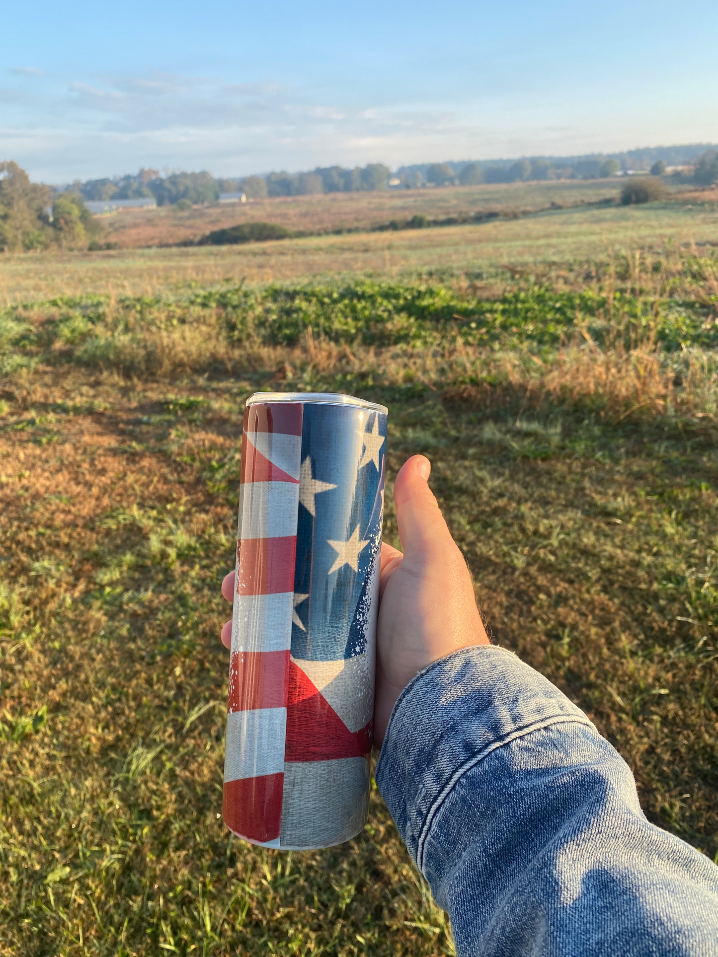 Let's Go Brandon Messy Bun USA 20 oz Skinny Tumbler