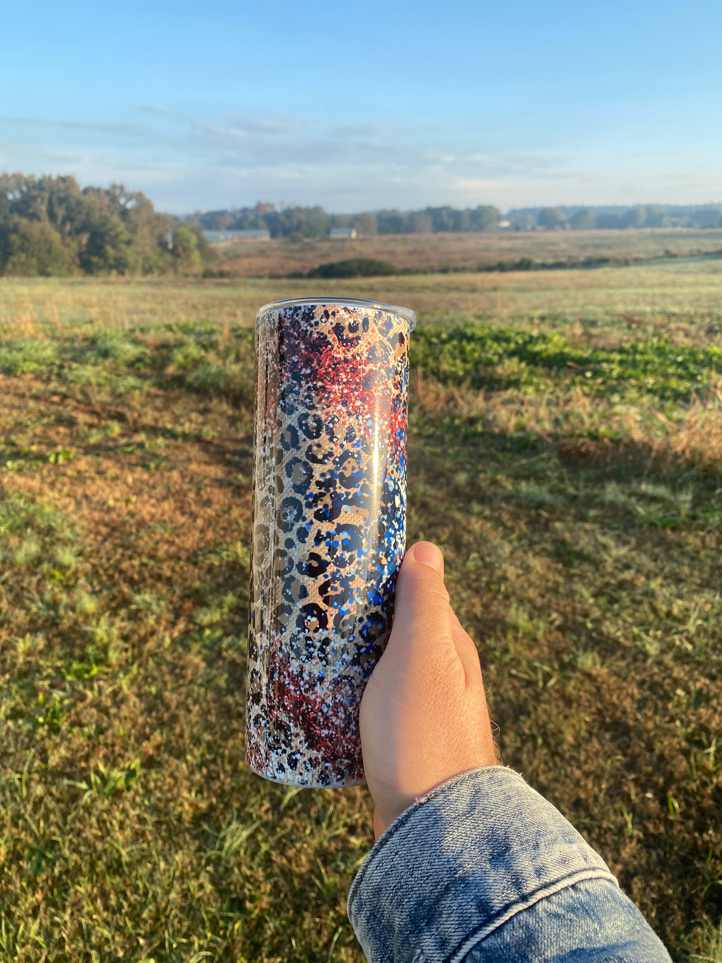 Let's Go Brandon Messy Bun USA 20 oz Skinny Tumbler