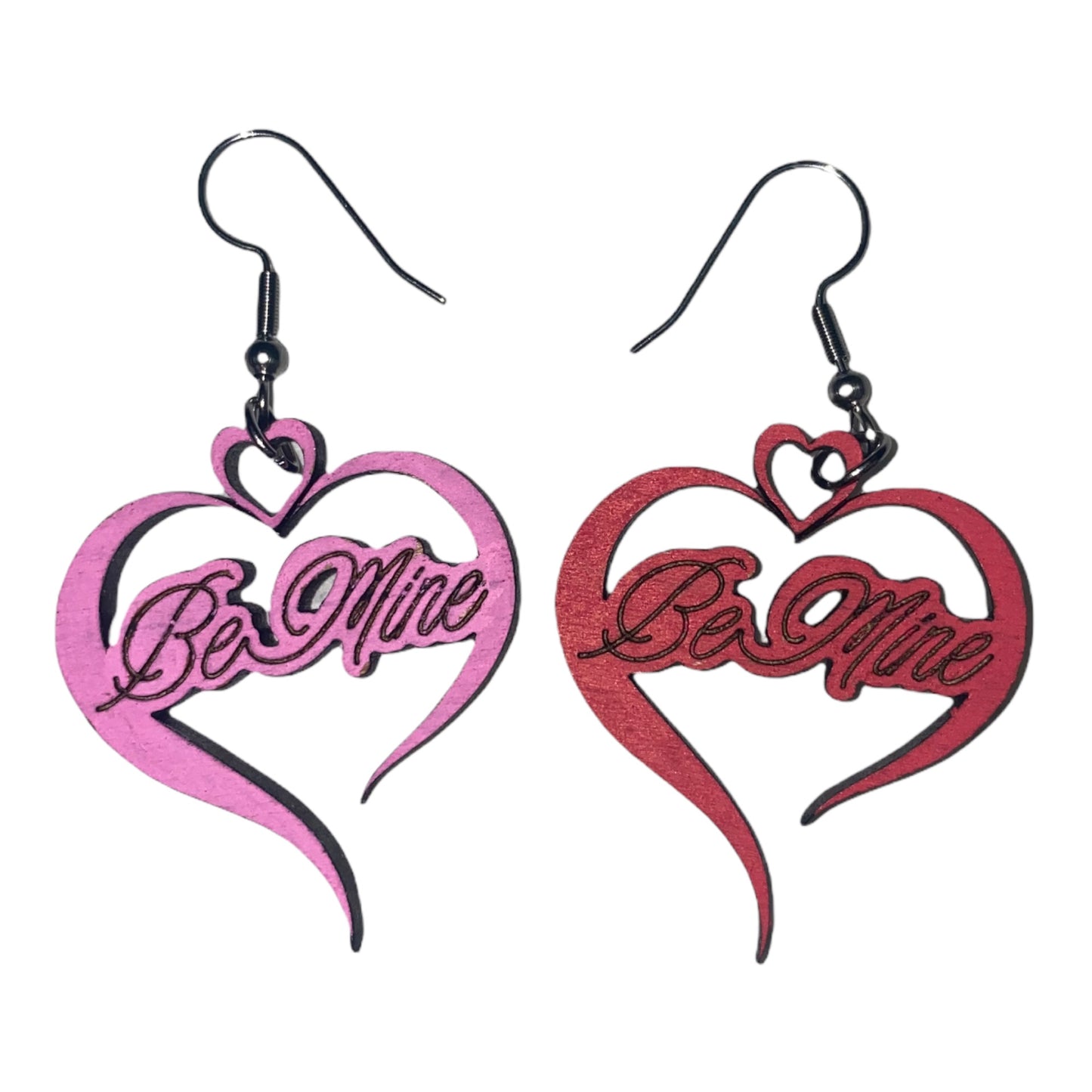 Open Hearts Be Mine Dangle Earrings - Handmade Wooden Earrings in Various Colors & Findings | Women’s Valentine’s Day Jewelry Gift Ideas