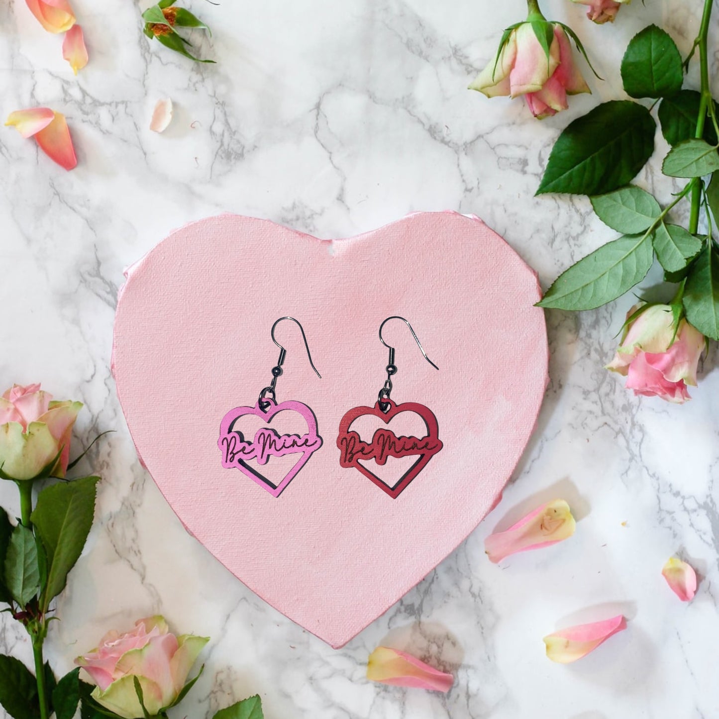 Closed Heart Be Mine Dangle Earring SVG Cut file