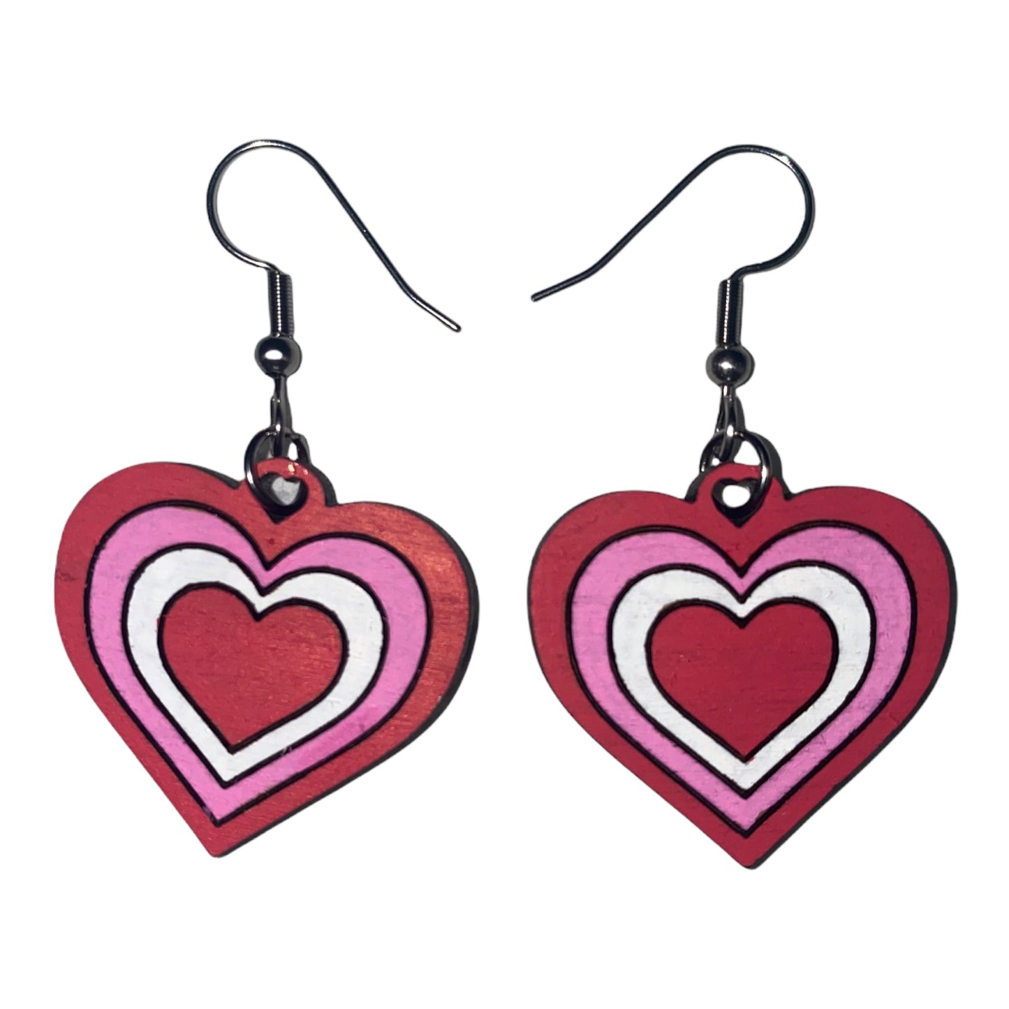 Valentine’s Day Earrings - Handmade Wood Dangle Earrings w/ 304 Stainless Steel | Trendy Aesthetic Valentine’s Jewelry Accessories Gift