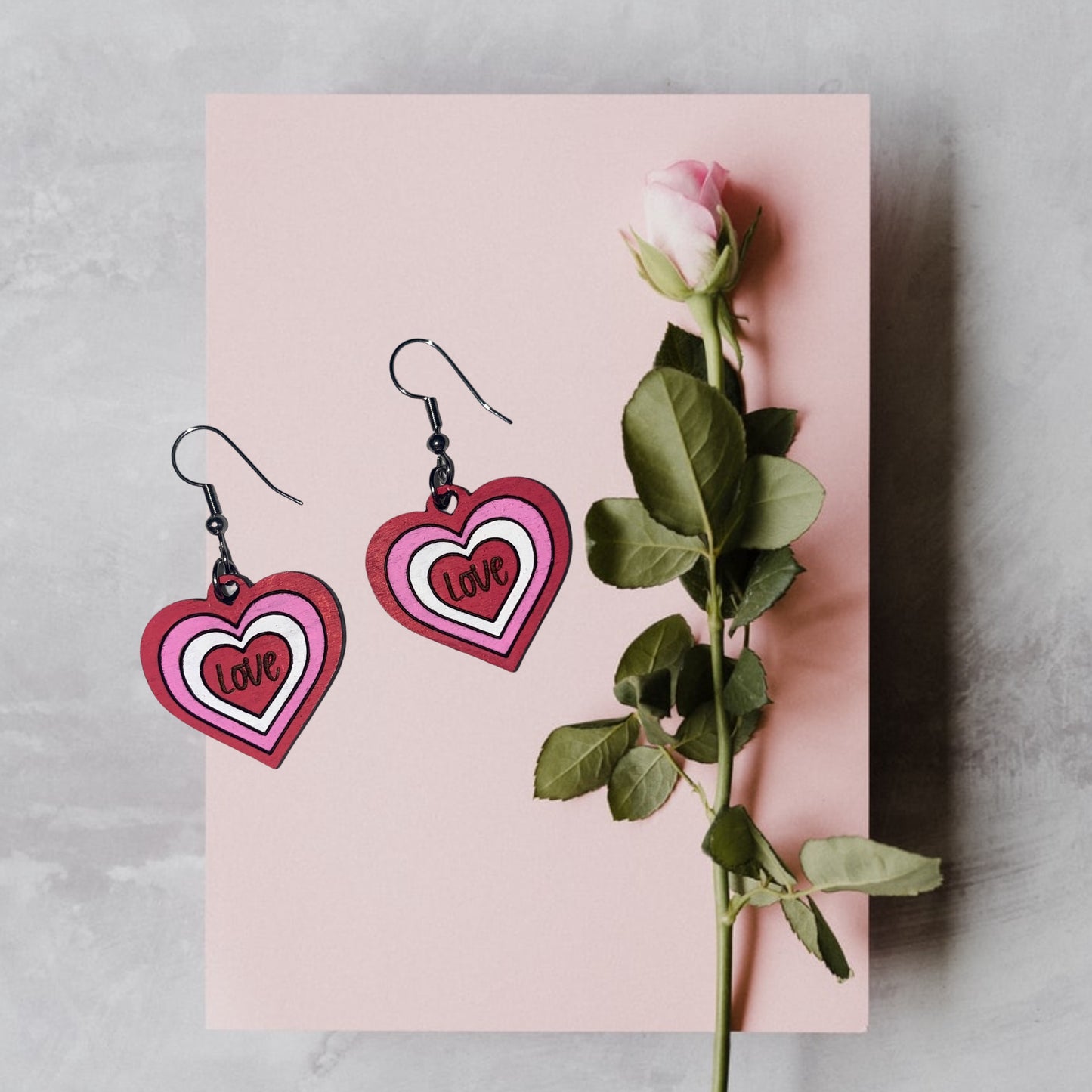 Valentine's Day Hearts Dangle Earring SVG Cut file