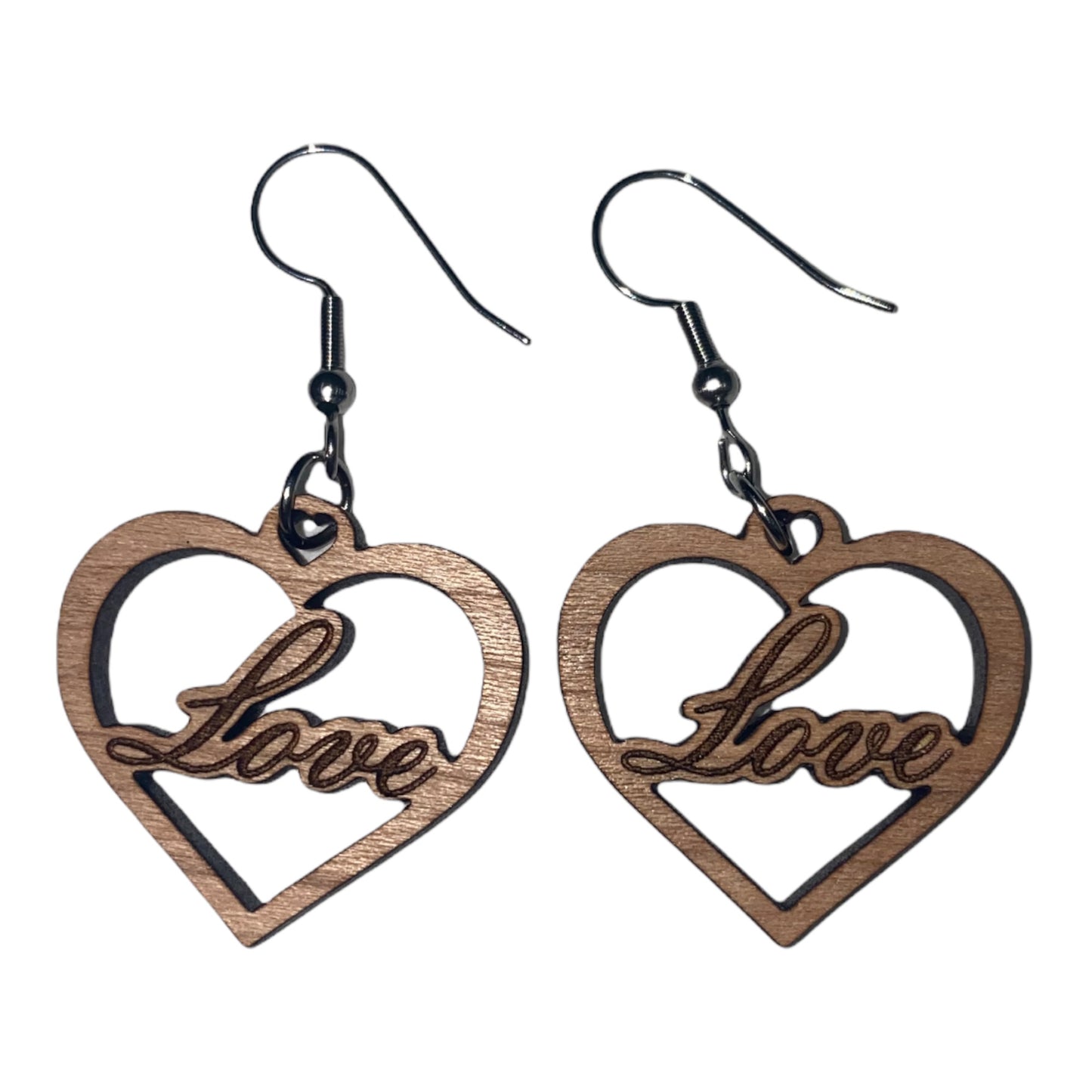 Love Valentine’s Day Dangle Earrings - Handmade Wooden Earrings in Various Findings & Materials | Cute Valentine’s Jewelry Accessories Gift