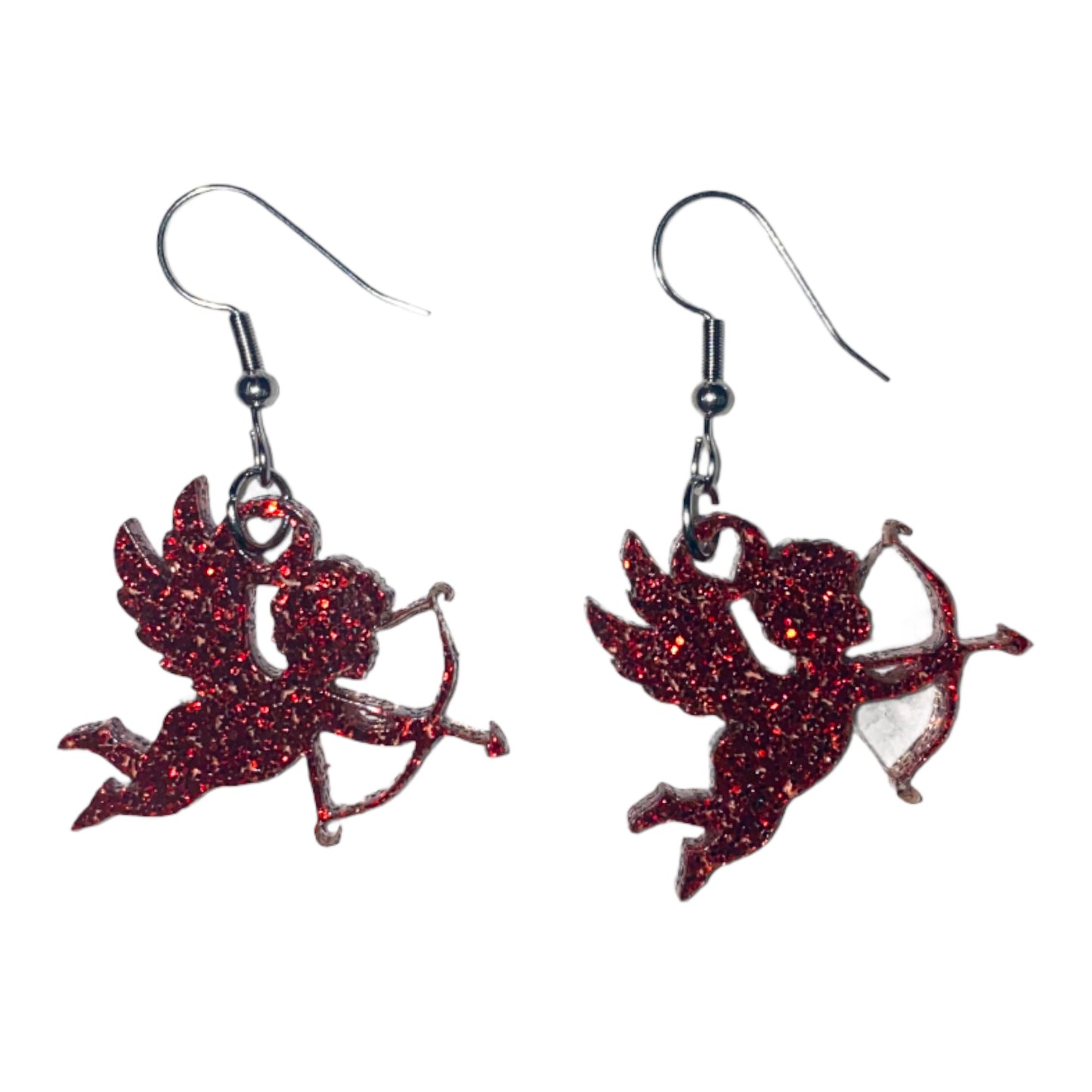 Red Cupid Valentine’s Day Dangle Earrings - Handmade Acrylic Earrings w/ 304 Stainless Steel | Cute Aesthetic Angel Jewelry Gift for Her