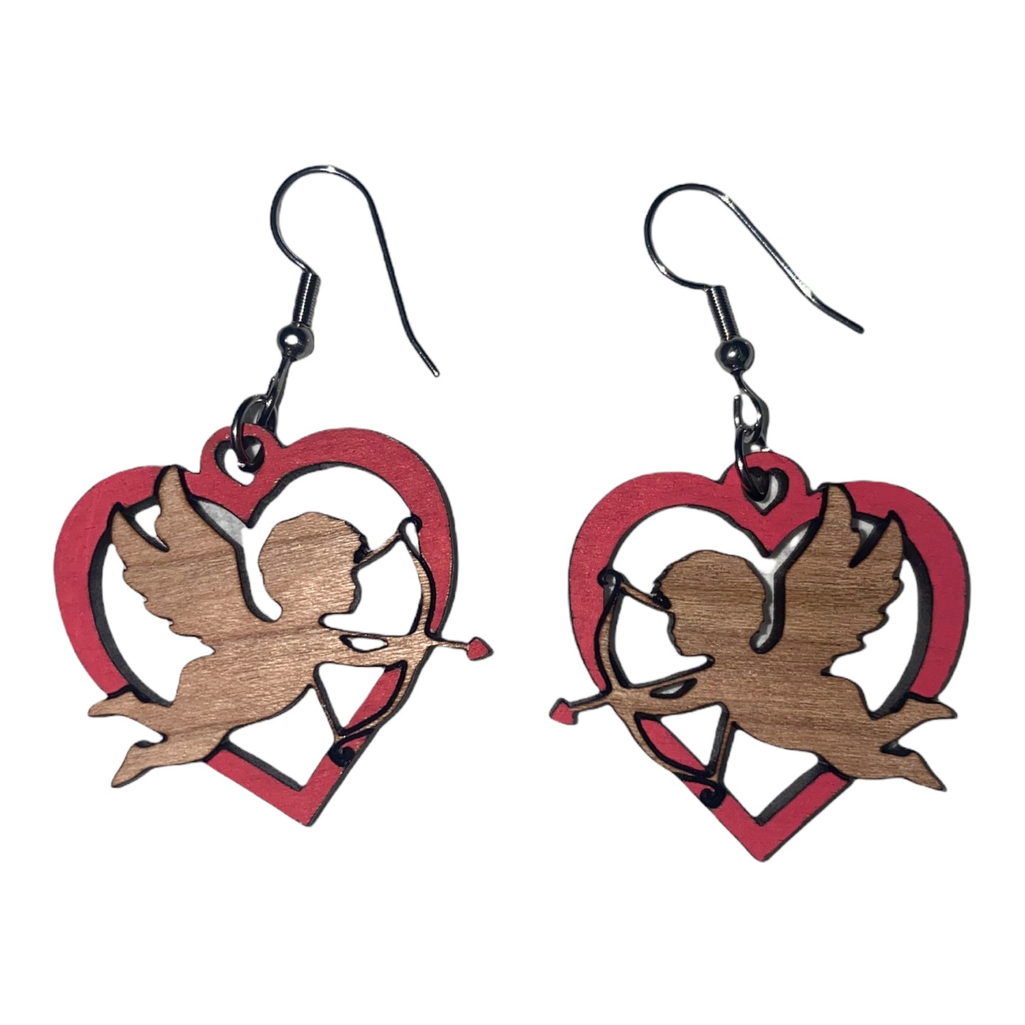 Cupid Valentine’s Day Dangle Earrings - Handmade Wooden Earrings in Various Findings & Materials | Unique Valentine’s Angel Accessories Gift
