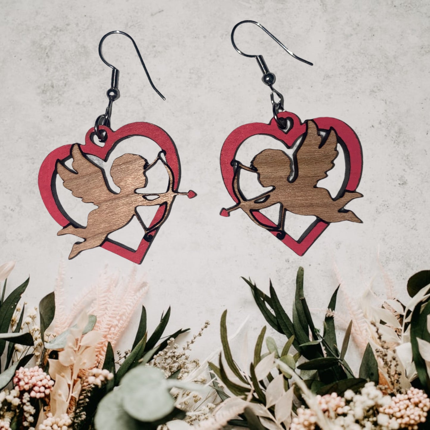 Cupid Heart Dangle Earring SVG Cut file