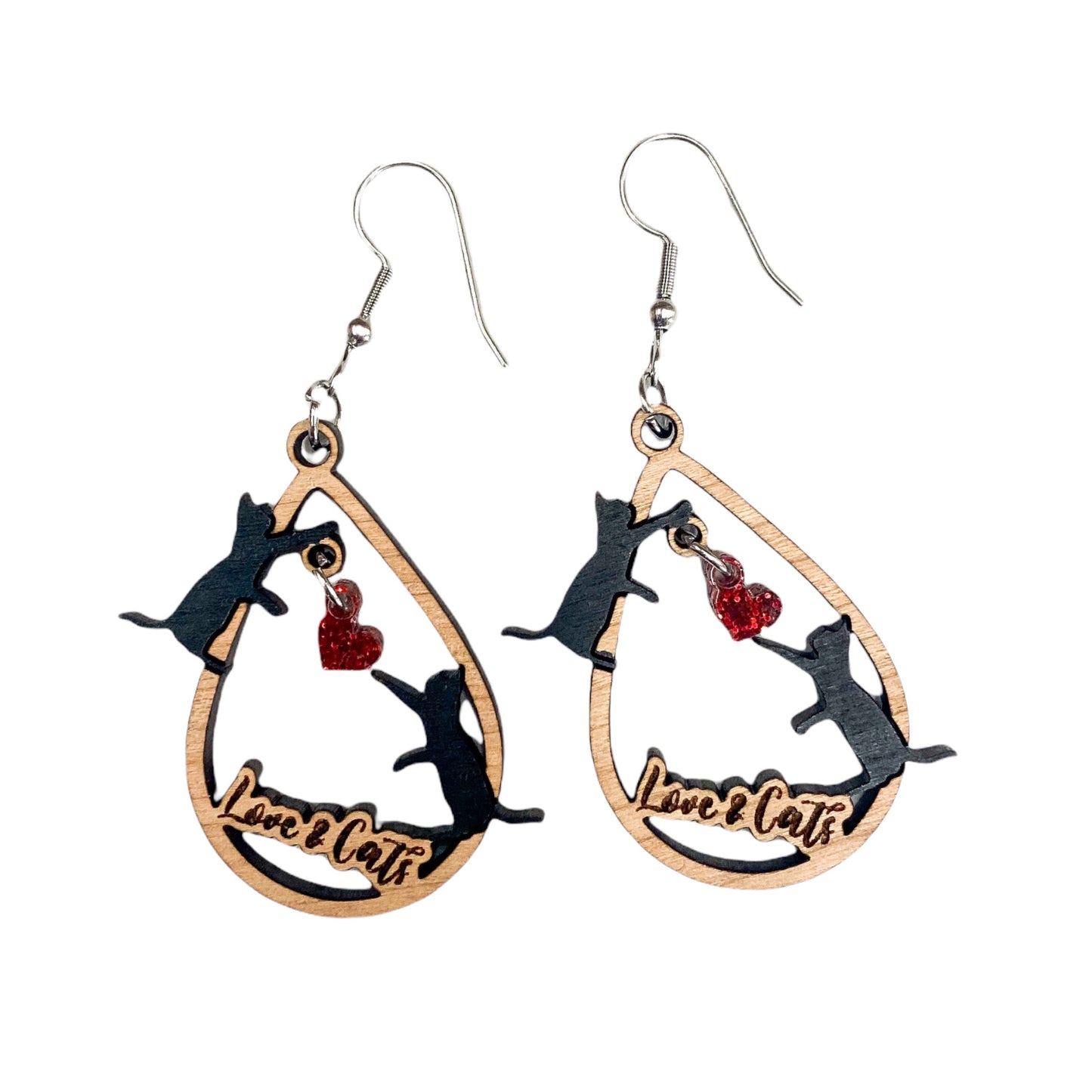 Valentine Love & Cats, Cat Teardrop dangle Earring - SVG Cut File