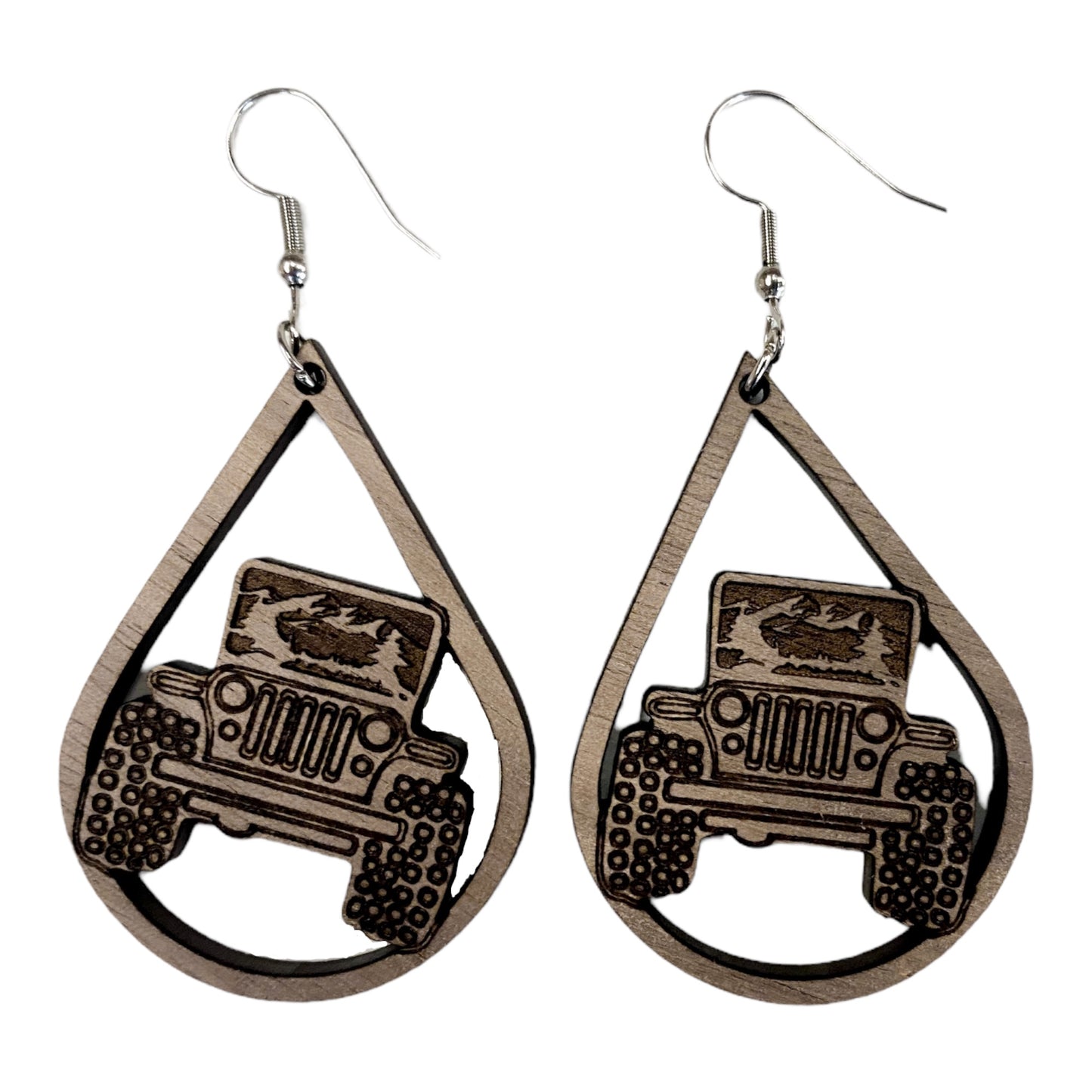 Jeep Earrings | Wood Earrings | Mountain Earrings |4x4 Earrings | Jeep Girl Earrings