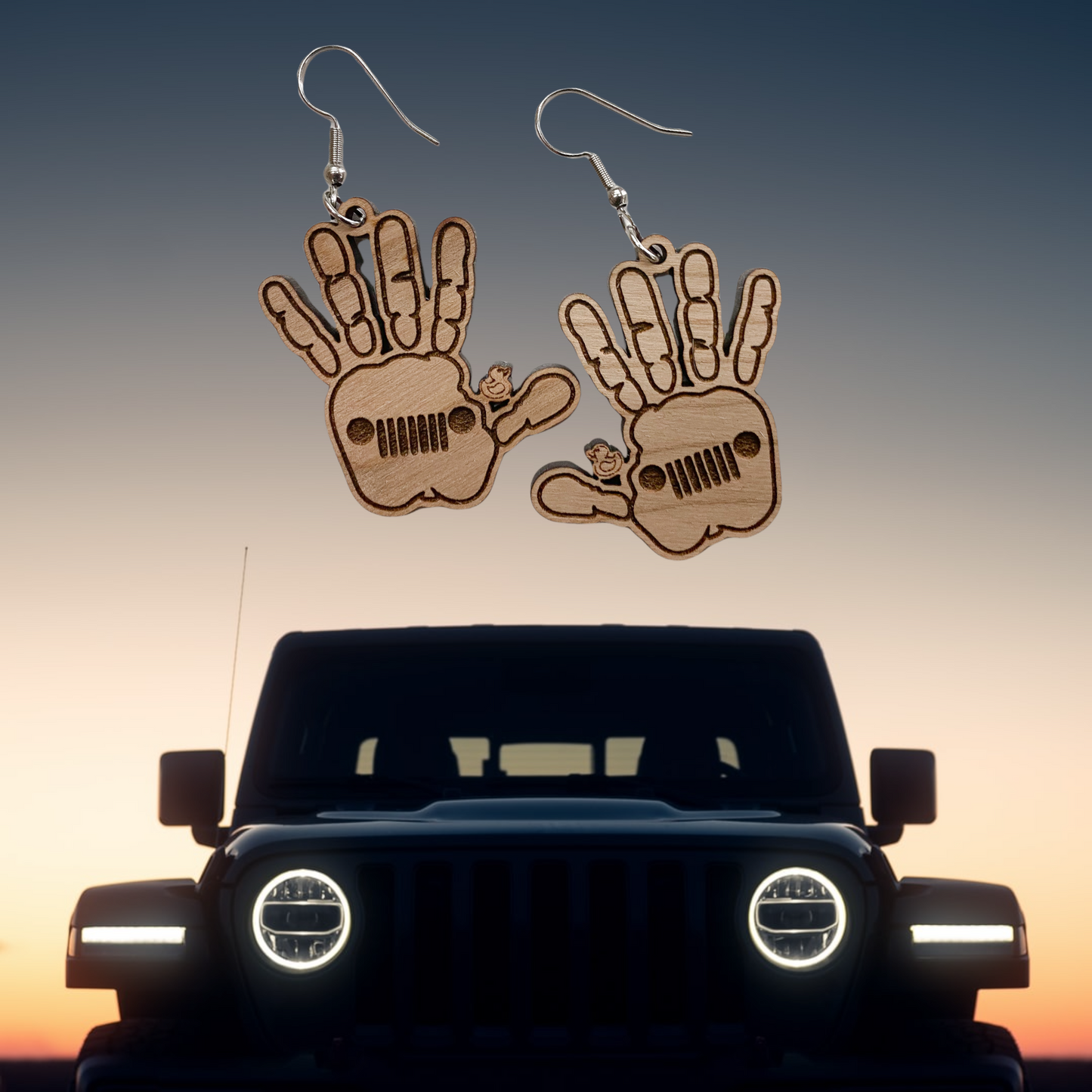Jeep Wave Ducked Earrings - SVG Cut file
