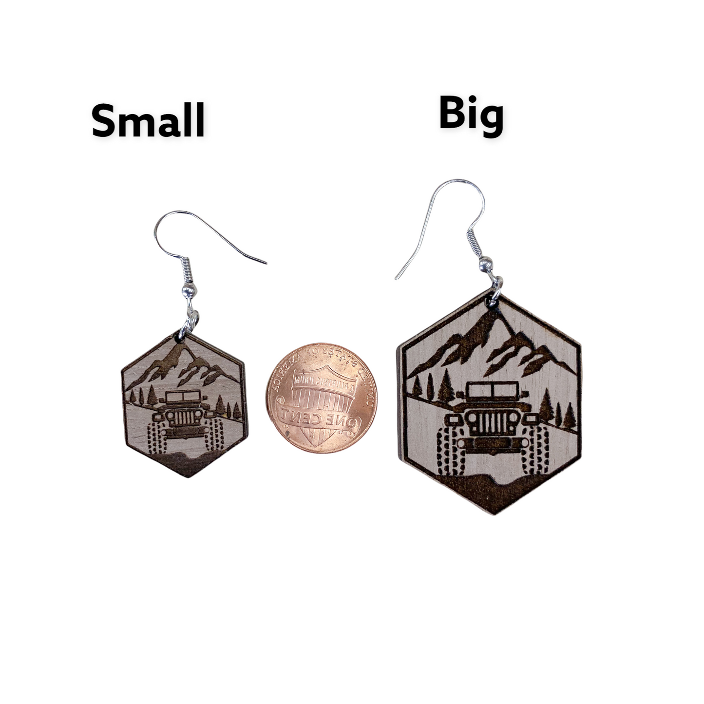 Jeep In Mountains Hexagon Dangle Earrings - SVG Cut file