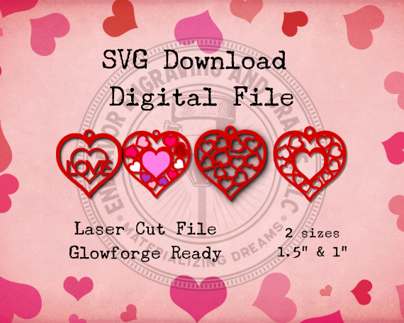 Valentines Day Earrings SVG Laser Cut File| Glowforge File|Valentine Heart Earrings|SVG Download Laser Cut File|Valentines Day Dangle