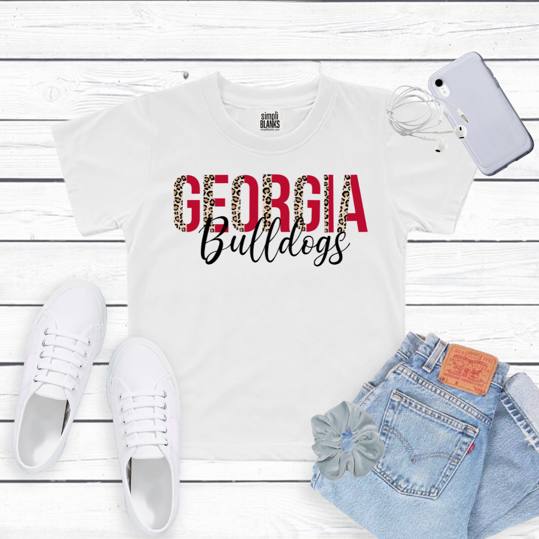 Georgia Bulldog Leopard Print T-Shirt | Red and Black UGA Leopard Print GA Bulldogs Shirt