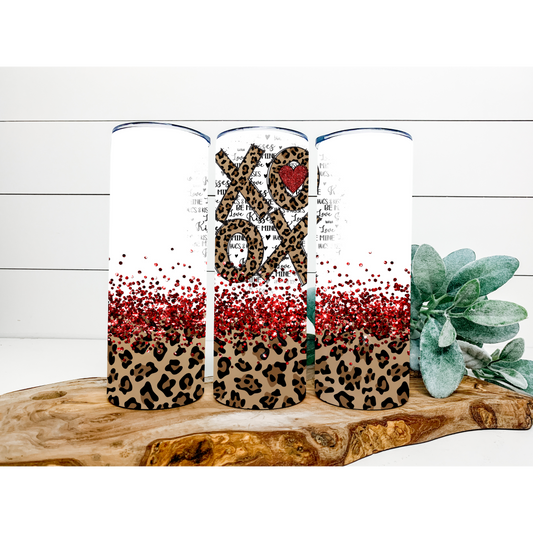 Valentine's Day Tumbler | Valentine's XOXO Leopard Print Tumbler