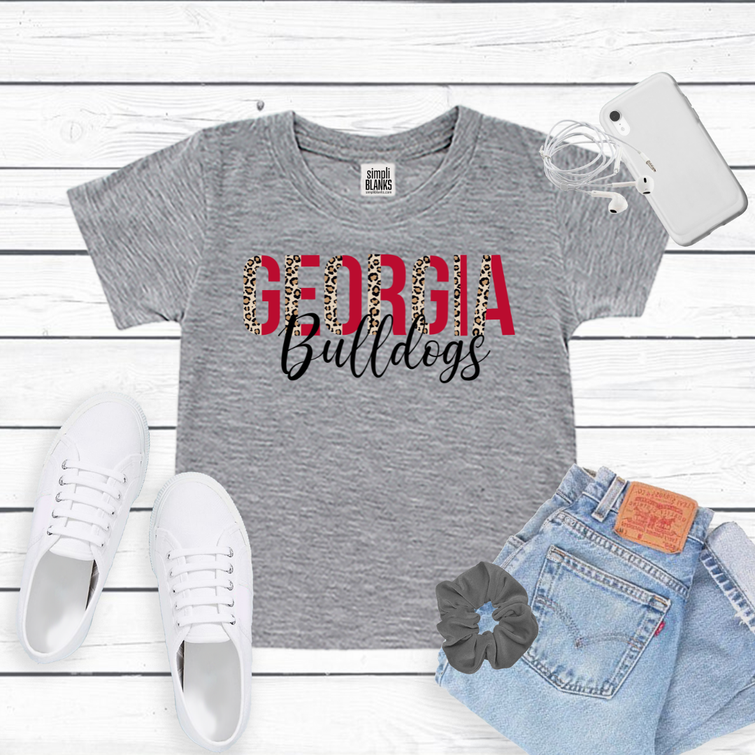 Georgia Bulldog Leopard Print T-Shirt | Red and Black UGA Leopard Print GA Bulldogs Shirt
