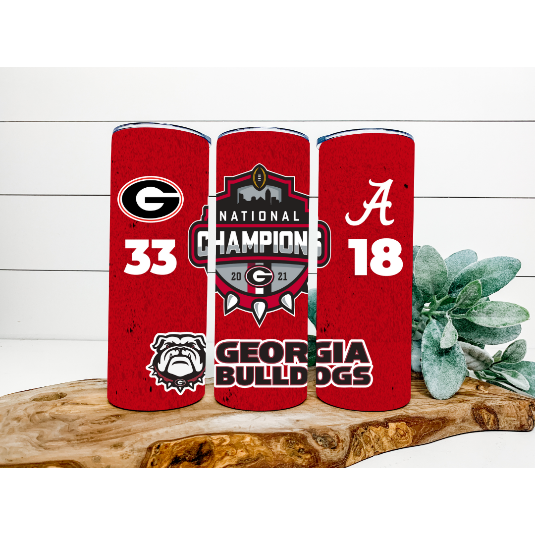 UGA National Championship Design 20 oz Skinny Tumbler Wrap - PNG File