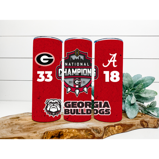 UGA National Championship Design 20 oz Skinny Tumbler Wrap - PNG File