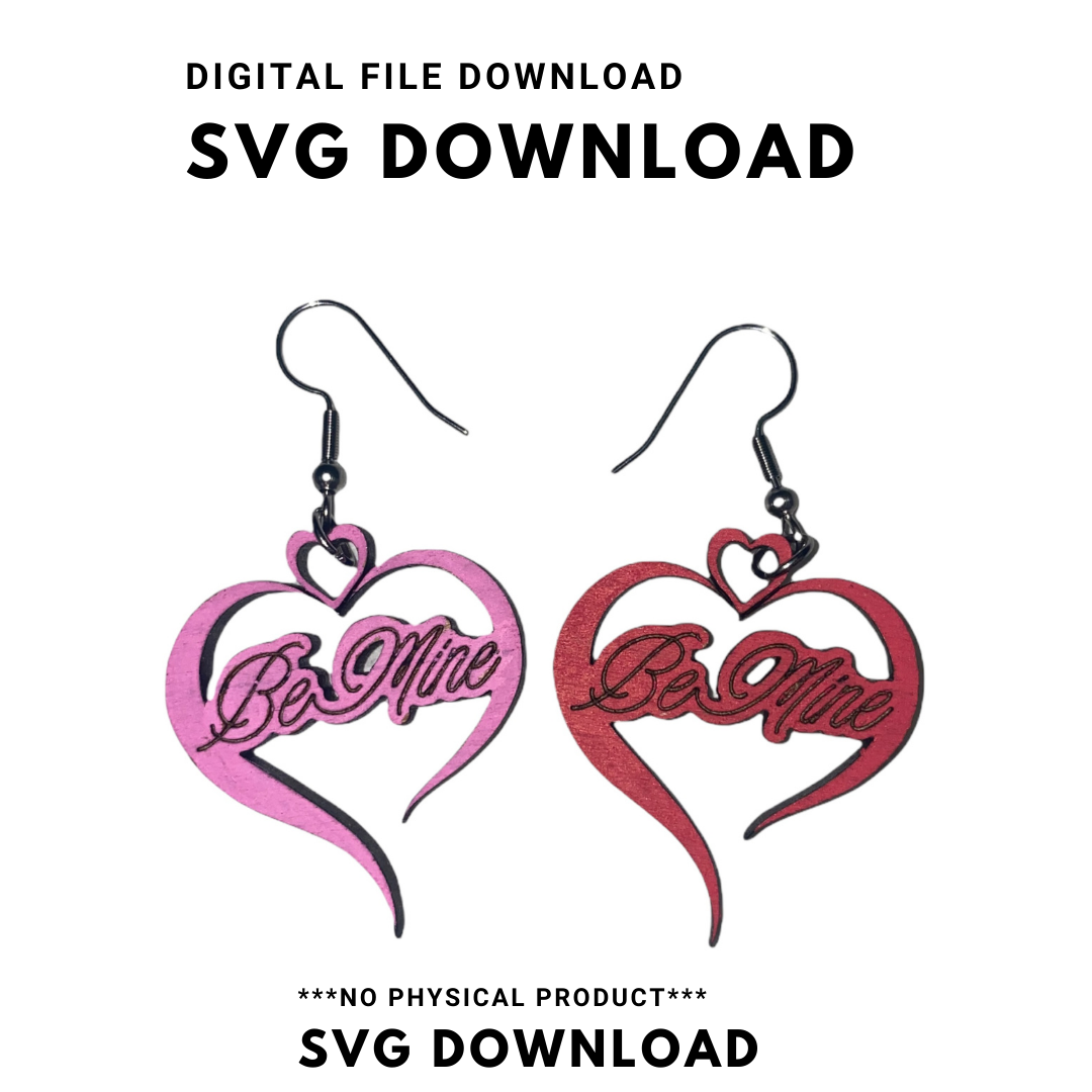 Open Heart Be Mine Dangle Earring SVG Cut file