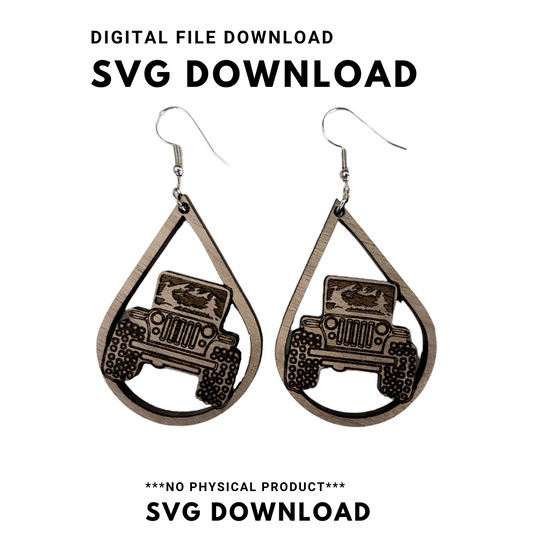 Jeep Theme Teardrop Earrings - SVG Cut file