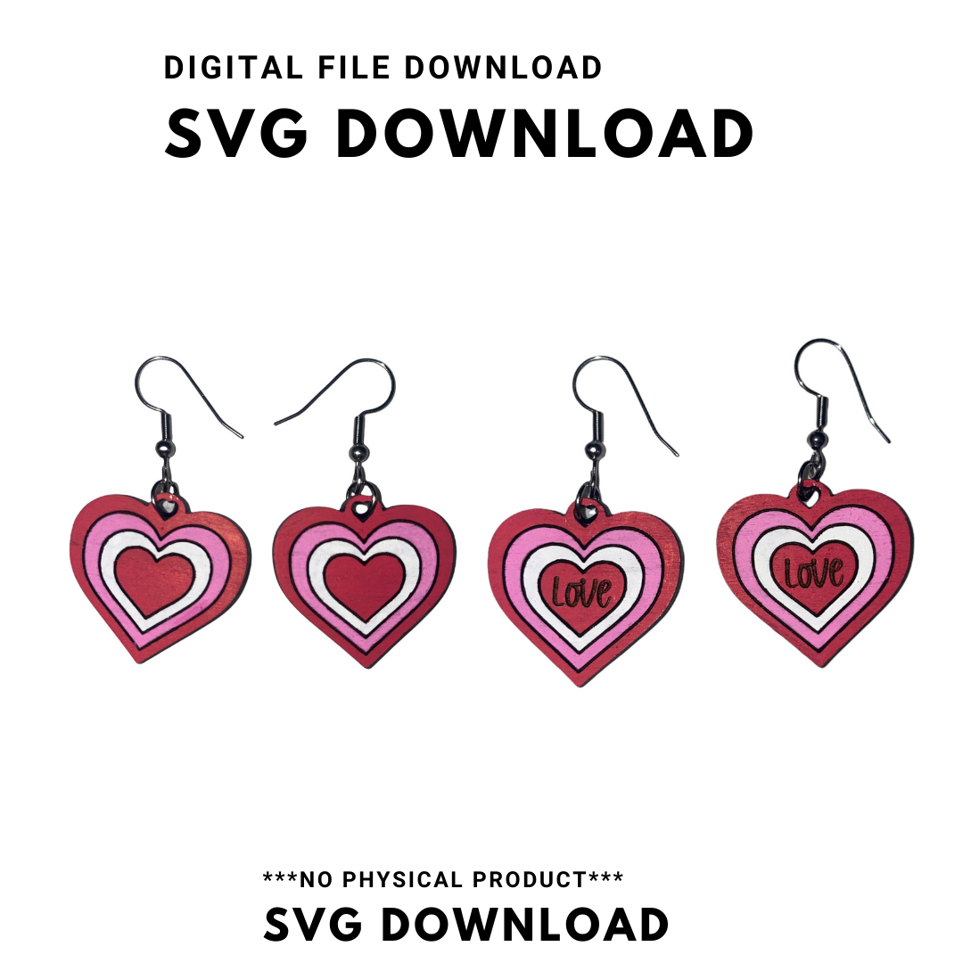 Valentine's Day Hearts Dangle Earring SVG Cut file