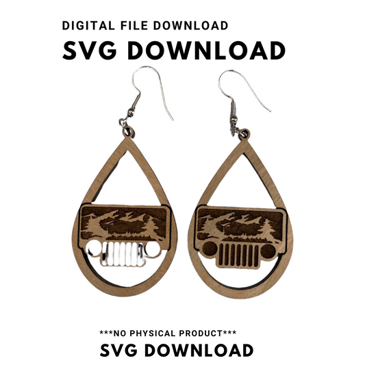 Jeep Theme Teardrop Earrings - SVG Cut file