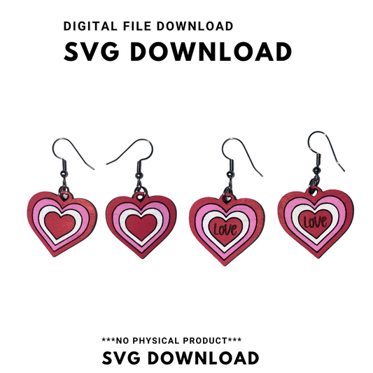 Valentine's Day Hearts Dangle Earring SVG Cut file