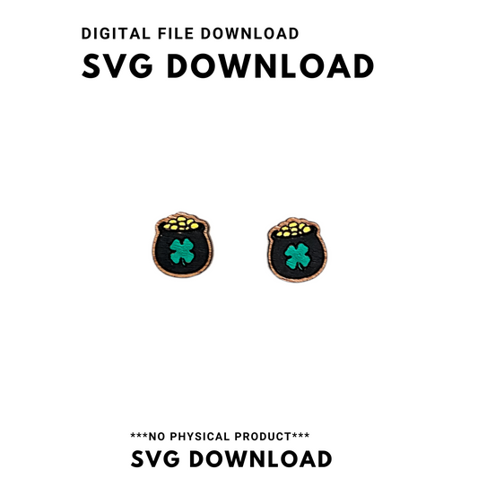 St. Patrick's Day Pot of gold Stud Earrings SVG Cut file