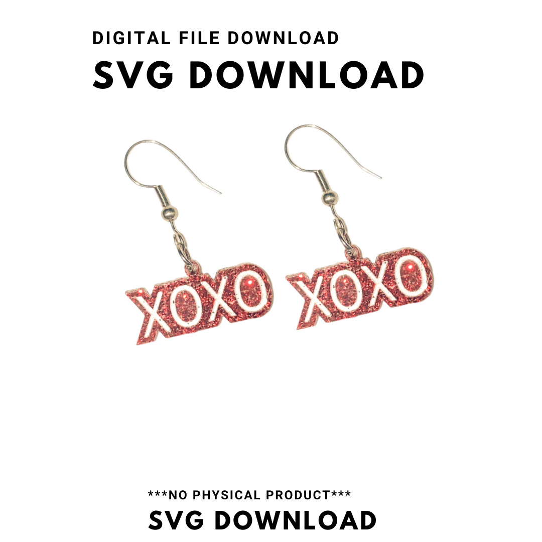 Valentine XOXO Dangle Earring SVG Cut file