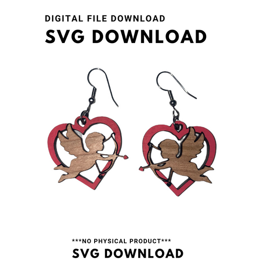 Cupid Heart Dangle Earring SVG Cut file