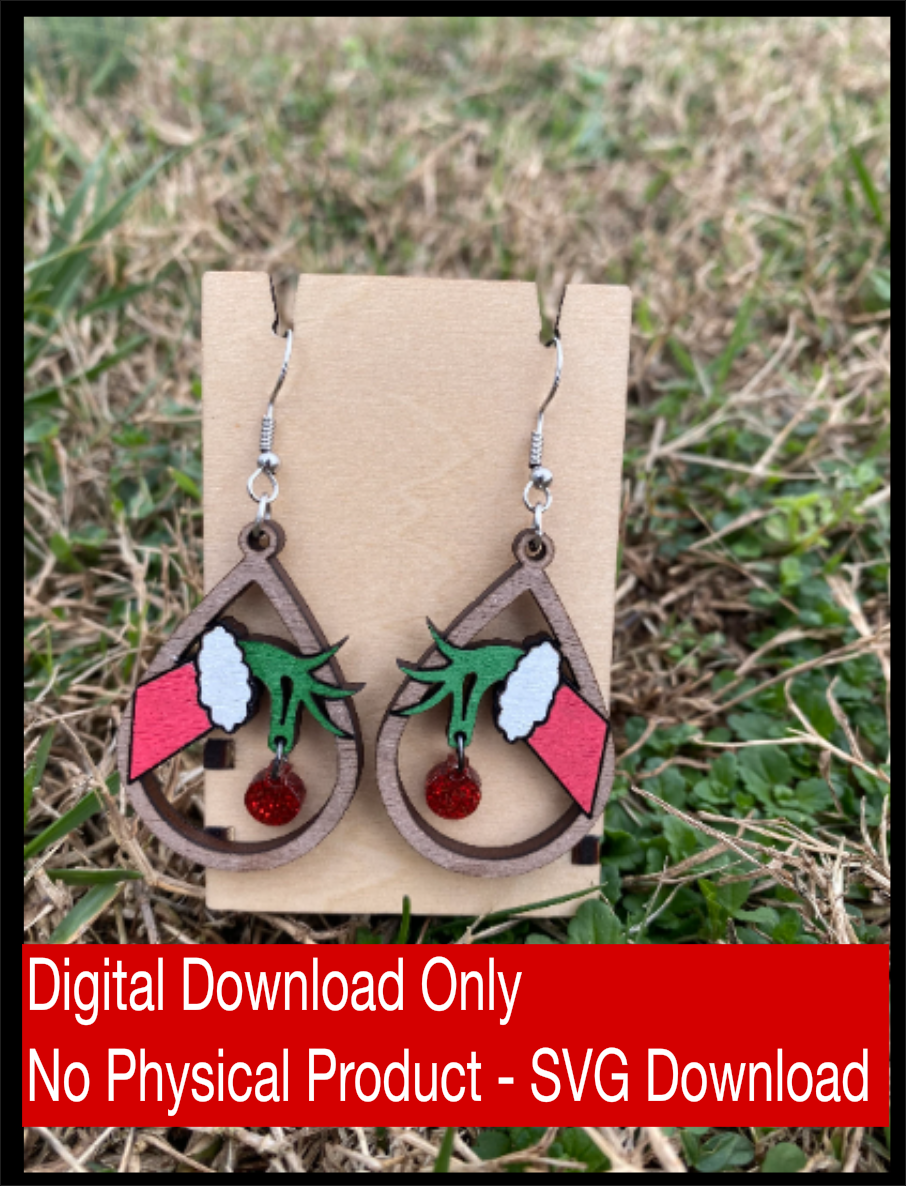 Grinch Earrings - Laser Ready, Grinch and Max, Grinch, Glowforge, Svg Digital Download, Cut File