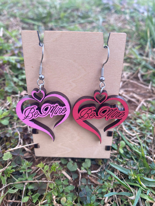 Open Hearts Be Mine Dangle Earrings - Handmade Wooden Earrings in Various Colors & Findings | Women’s Valentine’s Day Jewelry Gift Ideas